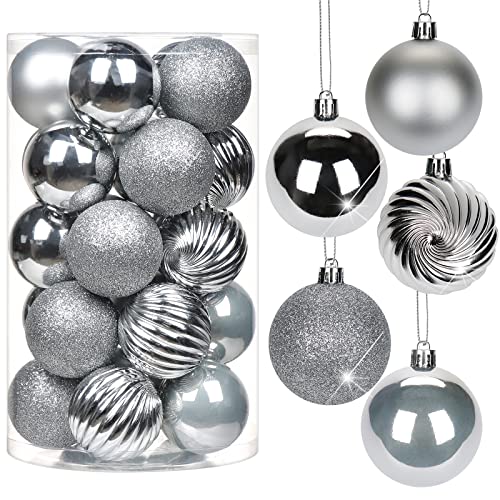 6CM Weihnachtsdeko Weihnachtskugeln, 25 Stücke Bruchsiche Christbaumkugeln Ornamente Weihnachtsbaumschmuck für Weihnachtsbaum Christbaumkugeln Weihnachtsdekoration Kugeln von Briful