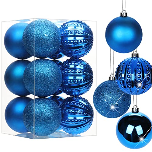 8CM Weihnachtsdeko Weihnachtskugeln, 12 Stücke Bruchsiche Christbaumkugeln Ornamente Weihnachtsbaumschmuck für Weihnachtsbaum Christbaumkugeln Weihnachtsdekoration Kugeln von Briful