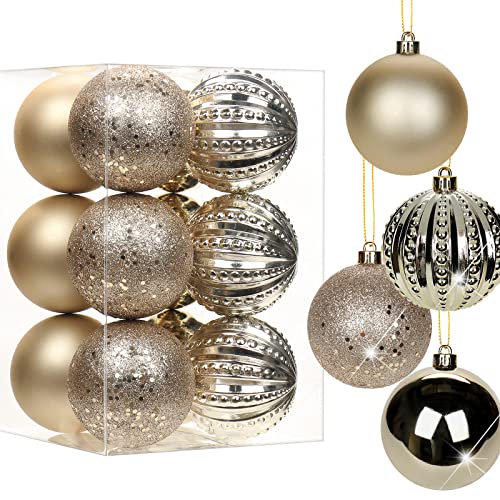 8CM Weihnachtsdeko Weihnachtskugeln, 12 Stücke Bruchsiche Christbaumkugeln Ornamente Weihnachtsbaumschmuck für Weihnachtsbaum Christbaumkugeln Weihnachtsdekoration Kugeln von Briful