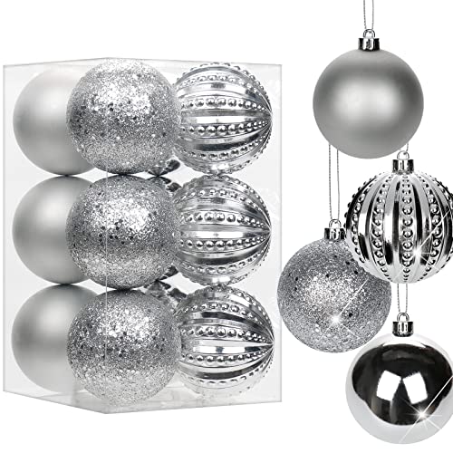 8CM Weihnachtsdeko Weihnachtskugeln, 12 Stücke Bruchsiche Christbaumkugeln Ornamente Weihnachtsbaumschmuck für Weihnachtsbaum Christbaumkugeln Weihnachtsdekoration Kugeln von Briful