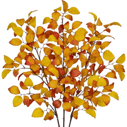 Briful 3 STK. Künstliche Herbstblätter, Herbstlaub Künstliches Fagus Sylvatica Deko Herbst, Kunstzweige Lange Stiele für Blumengestecke Herbstdekoration, Gold Briful 3 STK. Künstliche Herbstblätter, Herbstlaub Künstliches Fagus Sylvatica Deko Herbst, Kunstzweige Lange Stiele für Blumengestecke Herbstdekoration, Gold von Briful