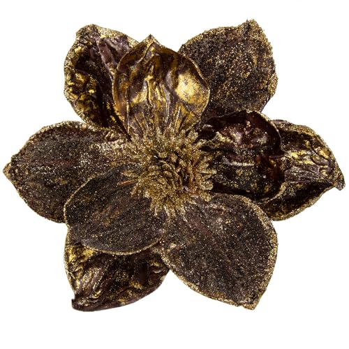 Briful 3 Stücke Weihnachtsstern Christbaumschmuck Magnolie Kunstblumen mit Glitzern Poinsettia Kunstzweig Weihnachtliche Dekoration Weihnachtsbaum Neujahr Ornamente von Briful