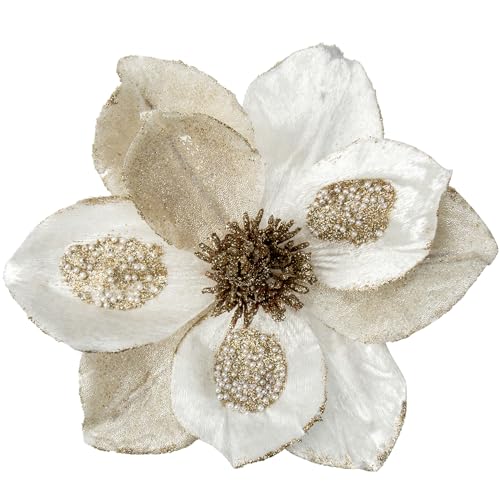 Briful 3 Stücke Weihnachtsstern Christbaumschmuck Magnolie Kunstblumen mit Glitzern Poinsettia Kunstzweig Weihnachtliche Dekoration Weihnachtsbaum Neujahr Ornamente von Briful