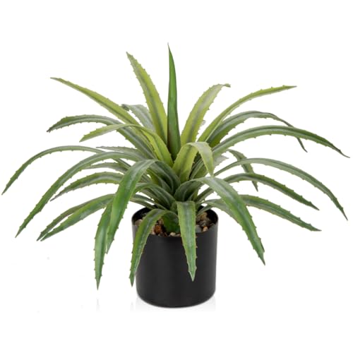 Briful 33CM Kunstpflanze Agave Künstliche Pflanzen im Topf Aloe Vera Dekopflanzen Zimmerpflanze Künstliche Sukkulenten für Home Badezimmer Dekoration von Briful