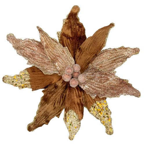 Briful 4 Stücke Weihnachtsstern Christbaumschmuck Kunstblumen Weihnachtsblumen Glitter Poinsettia Kunstzweig Weihnachtliche Dekoration Weihnachtsbaum Neujahr Ornamente von Briful