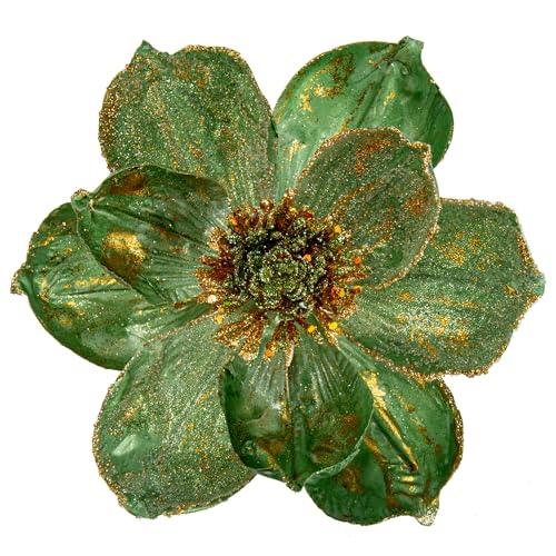 Briful 4 Stücke Weihnachtsstern Christbaumschmuck Magnolie Kunstblumen mit Glitzern Poinsettia Kunstzweig Weihnachtliche Dekoration Weihnachtsbaum Neujahr Ornamente von Briful