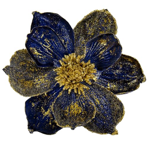 Briful 4 Stücke Weihnachtsstern Christbaumschmuck Magnolie Kunstblumen mit Glitzern Poinsettia Kunstzweig Weihnachtliche Dekoration Weihnachtsbaum Neujahr Ornamente von Briful