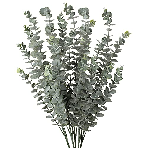 Briful 5 PCS Künstliche Eukalyptus Zweige Pflanzen Faux Eukalyptus Blätter Spray mit 3 Ästen Künstliche Grün Floral Stiele in Grau Grün für Hochzeit Blumenarrangement von Briful