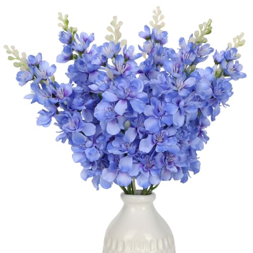 Briful 6er-Set Künstliche Rittersporn Delphinium Blaue Kunstblumen Wie Echt Dekoblumen Frühlingsblumen Kunstzweige für Home Frühling Dekoration von Briful