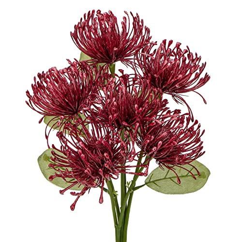 Briful Künstliche Chrysanthemen, Herbstblumen, 10,2 cm, künstliche Nadelkissen, große Spinne, Mütter, Herbstblumen für Heimdekoration, Tafelaufsatz, Hochzeitsstrauß (Burgund), 6 Stück von Briful