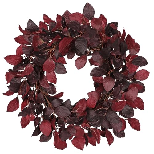 Briful Künstlicher Herbstkranz für Tür – 51 cm Türkranz mit Herbstlaub – Rot Herbstdeko für Haustür, Halloween & Erntedank – Innen & überdachten Außenbereich von Briful