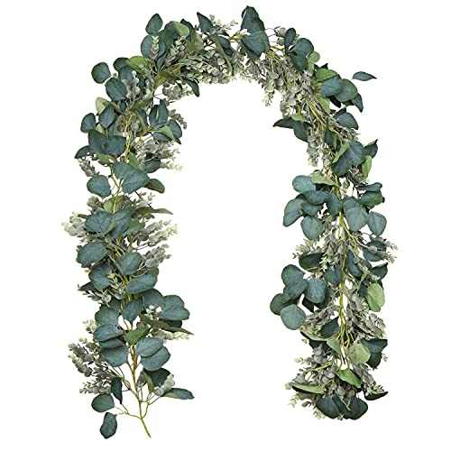 Briful Kunstpflanz Künstliche Eukalyptus Pflanze Girlande Eukalyptus Reben Hängend Girlande Deko für Hochzeit Badezimmer Garten Küchen Dekoration 1PC，182CM von Briful