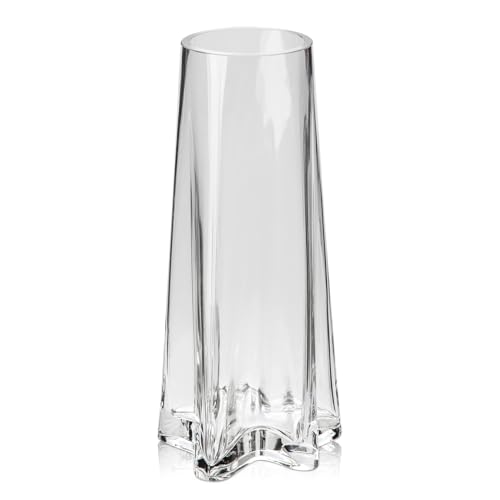 Dekovase Glasvase Dekorative Blumenvase aus Glas mit Sternförmiger Boden, Tischvase Väschen Höhe 23,5cm, Minimalistisch Vasen für Tisch Hochzeit Fensterbank Dekoration von Briful