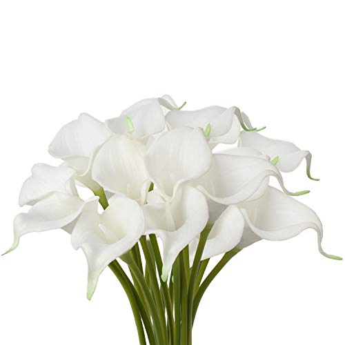 Künstliche Calla Lily 20 Stück Kunstblumen Calla Lataex Blumensträuße Wahre Berührung künstliche Seidenblume für Hochzeit Party Blumengesteck Home Küche Dekoration von Briful