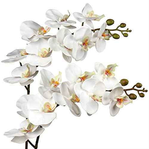 Künstliche Orchidee Kunstblumen Orchidee Gefühlsechte Orchidee Künstlich mit 9 kräftigen Blüten Zimmerpflanze Kunstpflanze Länge 87.8 cm von Briful