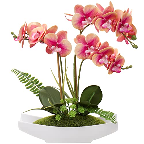 Kunstblume Orchidee Künstlich Phalenopsis Blumen im Kunststofftopf Kunstpflanze für Home Office Hochzeit Heiratsantrag Dekoration Weiß Rosa Violett von Briful