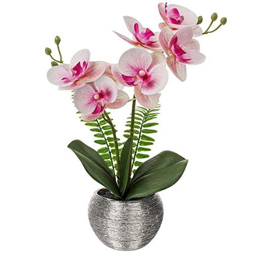 Briful Kunstblumen Orchideen Künstliche Pflanzen Phalaenopsis Kunstblumen wie Echt im Topf Deko Blumen für Wohnzimmer Badezimmer Büro Dekoration von Briful