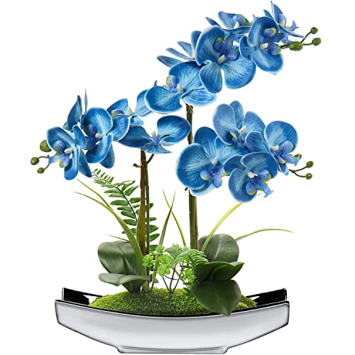 Kunstblumen Orchideen Künstliche Phalaenopsis Bonsai Kunstblumen wie Echt im Topf Künstliche Blumen Deko für Wohnzimmer Badezimmer Tisch Dekoration, Höhe 38CM von Briful