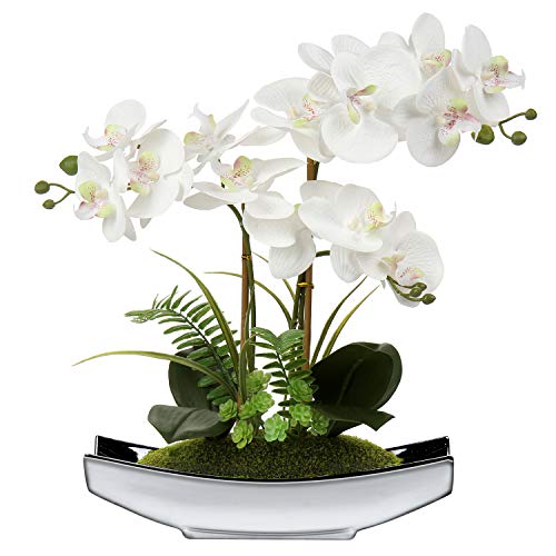 Kunstblumen Orchideen Künstliche Phalaenopsis Bonsai Kunstblumen wie Echt im Topf Künstliche Blumen Deko für Wohnzimmer Badezimmer Tisch Dekoration, Höhe 38CM von Briful