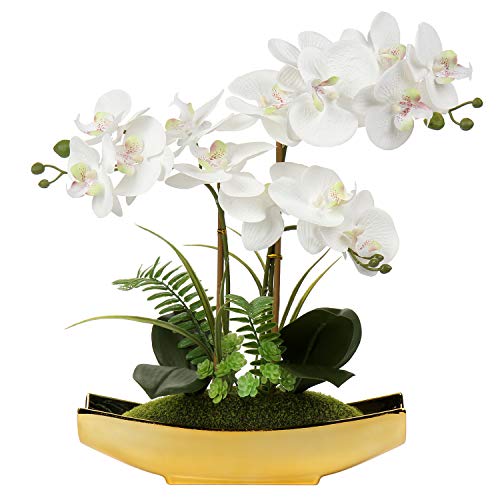 Kunstblumen wie Echt Orchideen Künstliche Blumen im Topf Phalaenopsis Kunstorchidee Bonsai Deko Frühling für Badezimmer Wohnzimmer Tischdeko, Höhe 38CM von Briful