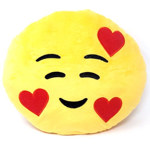 Brigamo 【𝙋𝙧𝙞𝙢𝙚 𝘿𝙚𝙖𝙡】 Premium Emoticon DekoKissen Plüsch SofaKissen Kuschelkissen, 35 cm (Lächelndes Gesicht mit Herzen) von Brigamo