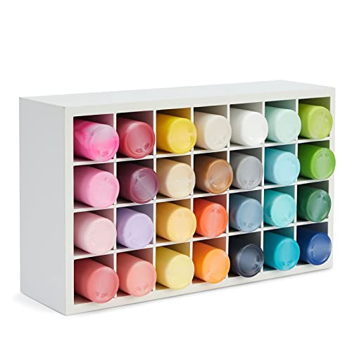 Farbflaschen-Organizer mit 28 Fächern für Künstler, Bastelbedarf, Aufbewahrung, Kunstwerk, Zeichnen und Malen (weiß, 31,8 x 8,9 x 18,8 cm) von Bright Creations