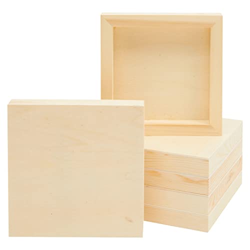 Quadratische Holzleinwände, 6 Stück Holzplatten zum Bemalen, Basteln, 15,2 x 15,2 cm von Bright Creations