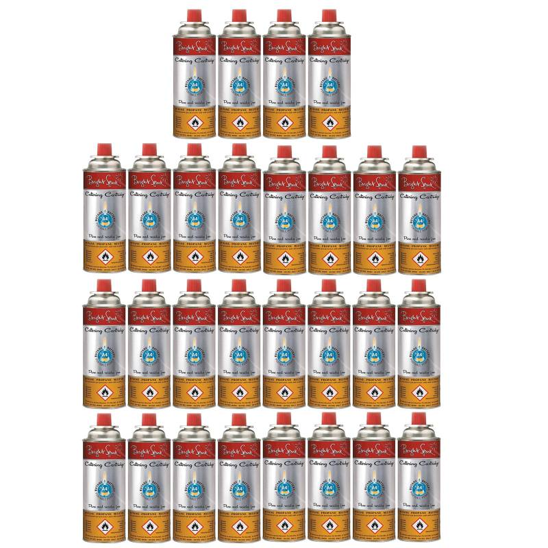 28 x BRIGHT SPARK Ventil Gas Kartusche Camping Kocher Brenner Butan/Propan 220 g von Bright Spark