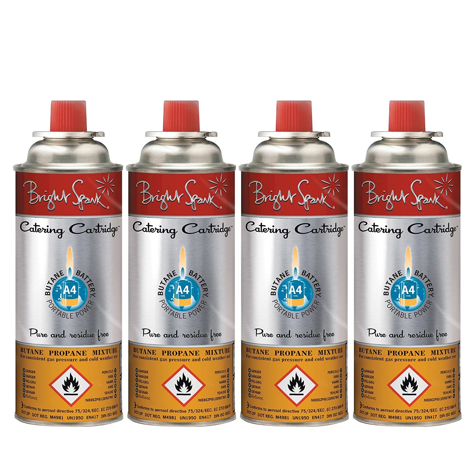 4 x BRIGHT SPARK Ventil Gas Kartusche Camping Kocher Brenner Butan/Propan 220 g 4 x BRIGHT SPARK Ventil Gas Kartusche Camping Kocher Brenner Butan/Propan 220 g von Bright Spark