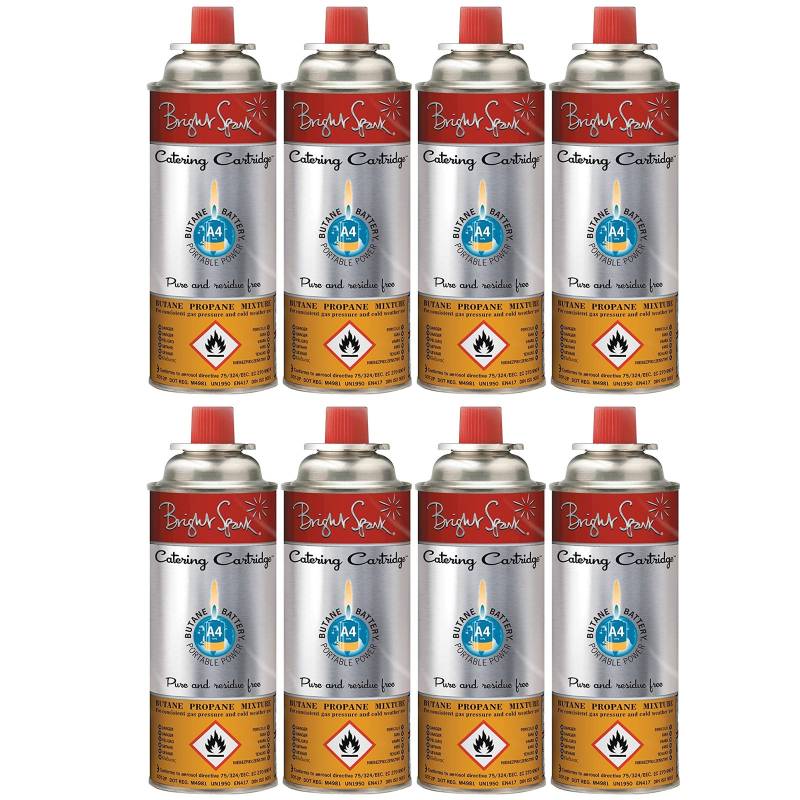 8 x BRIGHT SPARK Ventil Gas Kartusche Camping Kocher Brenner Butan/Propan 220 g von Bright Spark