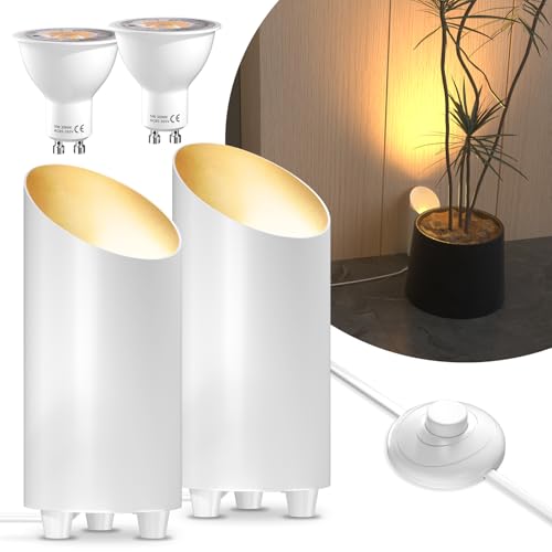 BrightArk LED Uplight Spot 5W Bodenstrahler mit Fußschalter, Bodenleuchte zur Indirekten Beleuchtung, Standleuchte inklusive GU10 LED Lampe Warmweiß 3000K, 2 Stück von BrightArk