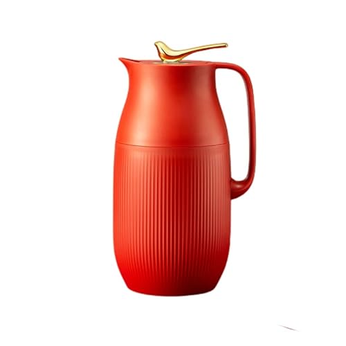 BrightBulb Vintage Isolierkanne Mit Thermoskanne, Doppelwandig, Vakuumisoliert, Thermo-Kaffeekaraffe, Teekanne-Rot 1600ml von BrightBulb