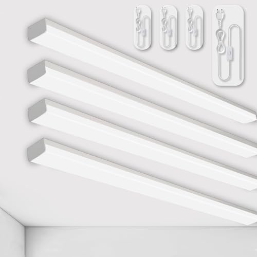 BrightFly LED Röhre 120CM, Steckbare Werkstattlampe 4 Stück, 3000K/4200K/6500K, Breites Lichtspektrum, Mit europäischem Stecker, Ideal für Garage, Keller, Werkstatt, Warenhaus und Bad(Weiß) von BrightFly