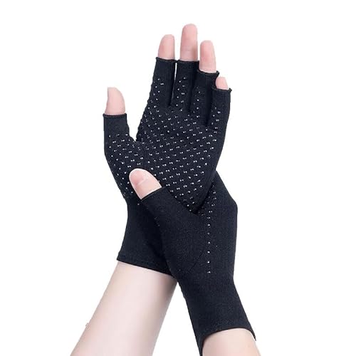 BrightGlow 2 Paar Arthrose Handschuhe Kompressionshandschuhe Fahrradhandschuhe Fingerlos Gepolstert Handschuhe Halbfinger Outdoor Rutschfest Fäustlinge Handschuhe Fingerlos Glove für Sport Schwarz S von BrightGlow