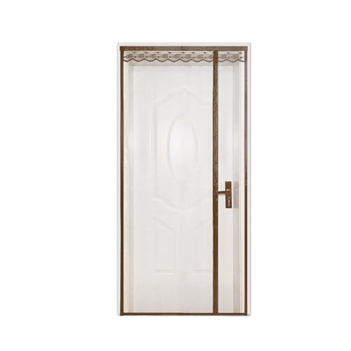 BrightGlow Fliegengitter Magnet Tur Fliegengitter Tür Ohne Bohren Insektenschutz Balkontür aus Fiberglas Moskitonetz mit Klettverschluss Seitliche Öffnungs Türvorhänge #11 Kaffee 90 X 210CM von BrightGlow