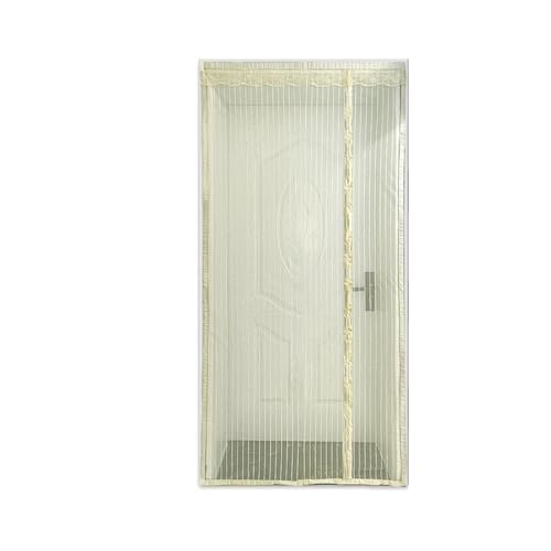 BrightGlow Fliegengitter Magnet Tur Fliegengitter Tür Ohne Bohren Insektenschutz Balkontür aus Fiberglas Moskitonetz mit Klettverschluss Seitliche Öffnungs Türvorhänge #9 Beige 110 X 220CM von BrightGlow