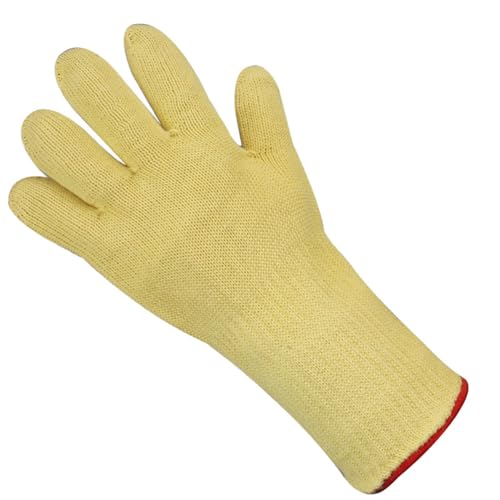 BrightGlow Hitzebeständige Aramid-Handschuhe bis 500 °C - Schützt das Handgelenk - Aramid-Garn Gewebe - Hitzeschutzhandschuhe - Arbeitshandschuhe - Kurz 26cm - 1 Stück von BrightGlow