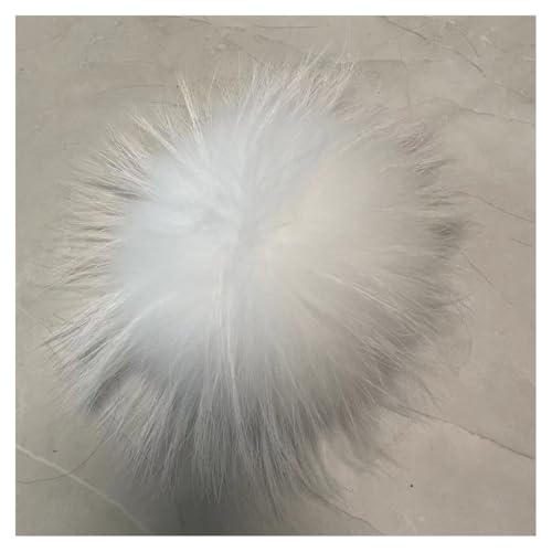 BrightGlow Natürlicher Fellbommel 16CM Weiche Pompons zum Basteln Pelz Fell Echtpelz Pompon Bommel mit Anstecknadel Groß Pom Pom Bälle Flauschigen Plüsch Bälle Pom-Poms für Mützen Weiß 1 Stück von BrightGlow
