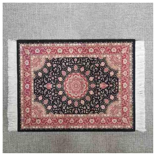 BrightGlow Teppich Mauspad 18x23cm Mini Teppich Mauspads Orientteppich Klein Rechteck Mauspad mit Quaste Boho Untersetzer Gaming Schreibtischunterlage für Desktop Pc Laptop 32#bunt von BrightGlow