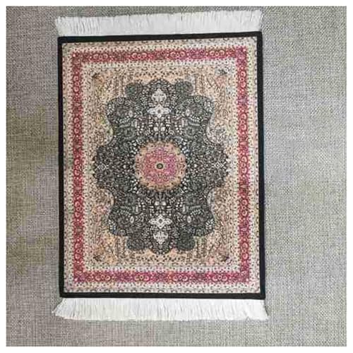 BrightGlow Teppich Mauspad 18x23cm Mini Teppich Mauspads Orientteppich Klein Rechteck Mauspad mit Quaste Boho Untersetzer Gaming Schreibtischunterlage für Desktop Pc Laptop 33#bunt von BrightGlow