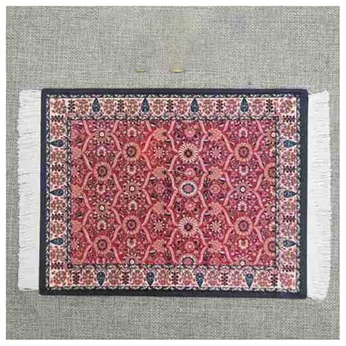 BrightGlow Teppich Mauspad 18x23cm Mini Teppich Mauspads Orientteppich Klein Rechteck Mauspad mit Quaste Boho Untersetzer Gaming Schreibtischunterlage für Desktop Pc Laptop 38#bunt von BrightGlow