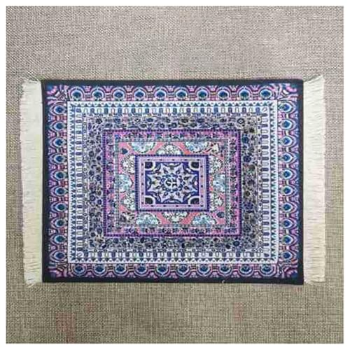 BrightGlow Teppich Mauspad 18x23cm Mini Teppich Mauspads Orientteppich Klein Rechteck Mauspad mit Quaste Boho Untersetzer Gaming Schreibtischunterlage für Desktop Pc Laptop 9#bunt von BrightGlow