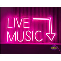 Handgemachte Live Musik Neon Schild, Wohnzimmer Deko, Events Sound Room Decor, Band Raum, Trendy Hängelampen von BrightNeonLightsbyLV