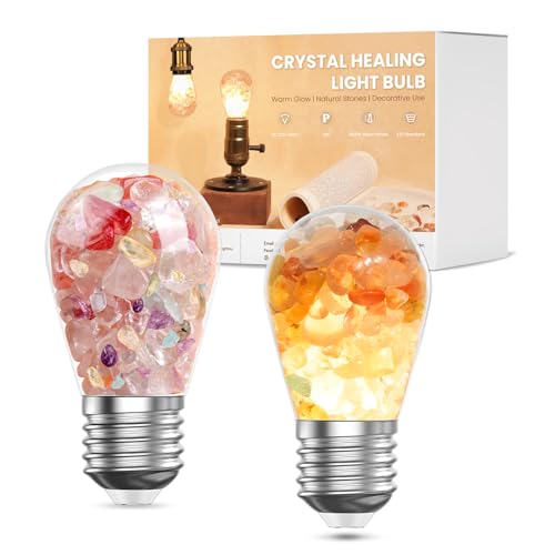 BrightWish Kristall-Glühbirne, E27 LED Glühbirne Vintage, Heilende Kristalllichter, 4W Warmweiß 3000K, Dekorative Glühbirnen, Nachttischlampe, Nachtlicht für Meditation und Entspannung, 2er-Pack von BrightWish