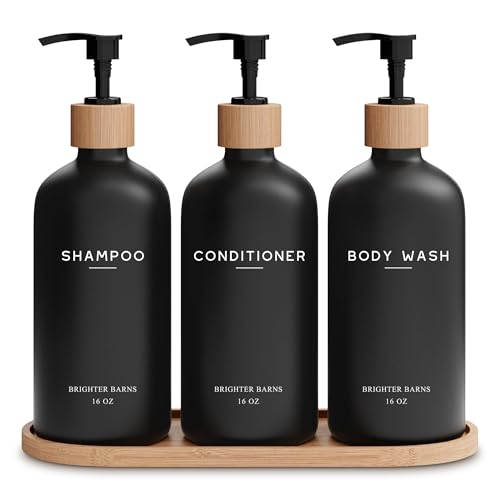 Brighter Barns Airbnb Shampoo- und Conditioner-Spender-Set, Duschgel, Shampoospender für Dusche mit Pumpe, nachfüllbarer Kunststoff-Duschseifenspender für Badezimmer-Dekor zu Hause, Schwarz Brighter Barns Airbnb Shampoo- und Conditioner-Spender-Set, Duschgel, Shampoospender für Dusche mit Pumpe, nachfüllbarer Kunststoff-Duschseifenspender für Badezimmer-Dekor zu Hause, Schwarz von Brighter Barns