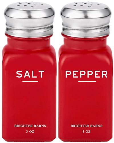 Rotes Salz- und Pfefferstreuer-Set von Brighter Barns – moderne rote Küchendekoration, rotes Küchenzubehör – niedliches Salz- und Pfefferstreuer-Set aus Glas mit Edelstahldeckel für Küche, Rotes Salz- und Pfefferstreuer-Set von Brighter Barns – moderne rote Küchendekoration, rotes Küchenzubehör – niedliches Salz- und Pfefferstreuer-Set aus Glas mit Edelstahldeckel für Küche, von Brighter Barns