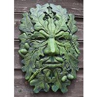 "Grüner Mann Wandbild "Beutel-Kopf" Wanddeko Stein Gartenornament 33 cm + Gratis Geschenk" von BrighthelmStone