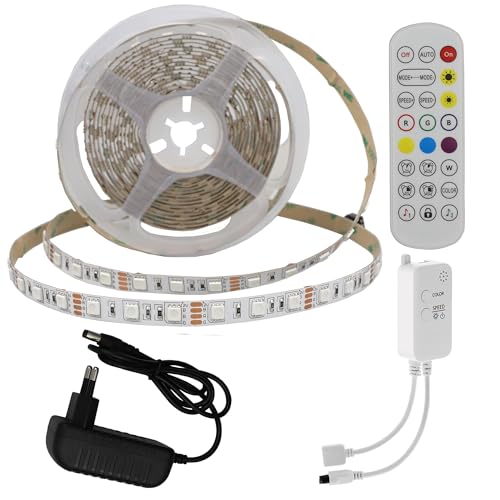 Brightium 5050 RGB LED-Streifen-Set, 60 LEDs, Adapter, Fernbedienung, Bluetooth, DC12 V, IP20, ideal zum Dekorieren von Räumen und Synchronisieren mit Musik. von Brightium