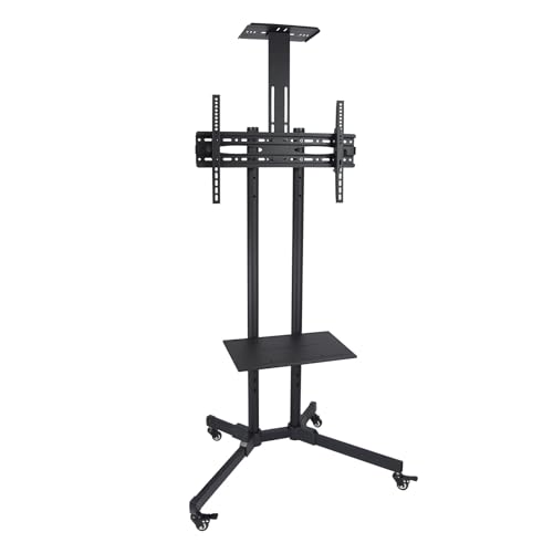 Brightium Bodenhalterung für Bildschirme/Fernseher von 94-178 cm (37-70 Zoll), mit Rollen, Schwarz, ideal für Präsentationen und den Einsatz in Büros oder Veranstaltungen. von Brightium