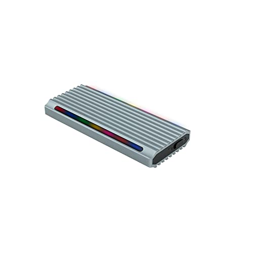 Brightium Externes M.2-Festplattengehäuse unterstützt NGFF und NVMe Formate mit USB 3.1 Gen2 Typ A Anschluss und RGB-Beleuchtungseffekten, wodurch es ideal für Benutzer ist, die Stil suchen von Brightium